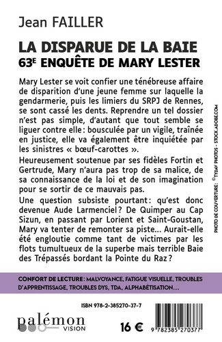 Une enquête de Mary Lester Tome 63 La disparue de la baie - Edition en gros caractères