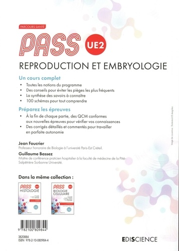 PASS UE2 Reproduction et embryologie. 1re année santé