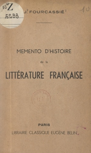 Mémento d'histoire de la littérature française
