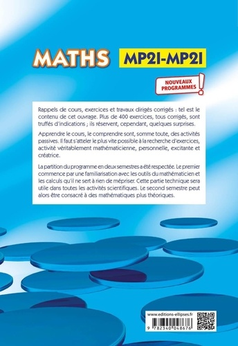 Maths MPSI - MP2I. Résumé de cours, exercices et travaux dirigés corrigés  Edition 2021