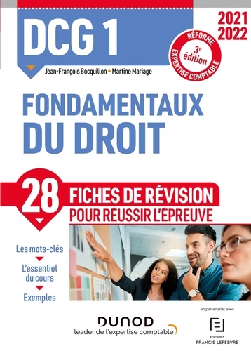 Jean-François Bocquillon et Martine Mariage - DCG 1 Fondamentaux du droit - Fiches de révision - Réforme Expertise comptable.