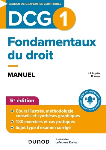 Jean-François Bocquillon et Martine Mariage - DCG 1 - Fondamentaux du droit - Manuel - 2024-2025.