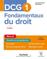 Jean-François Bocquillon et Martine Mariage - DCG 1 Fondamentaux du droit - Manuel 4e éd..
