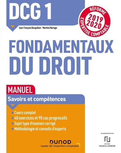 Jean-François Bocquillon et Martine Mariage - DCG 1 , Fondamentaux du droit.
