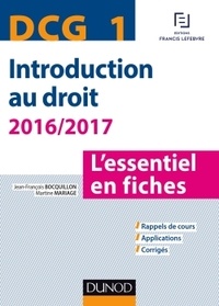 Jean-François Bocquillon et Martine Mariage - DCG 1 Introduction au droit - L'essentiel en fiches.