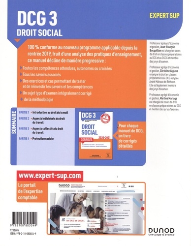 DCG 3 Droit social. Manuel  Edition 2020-2021