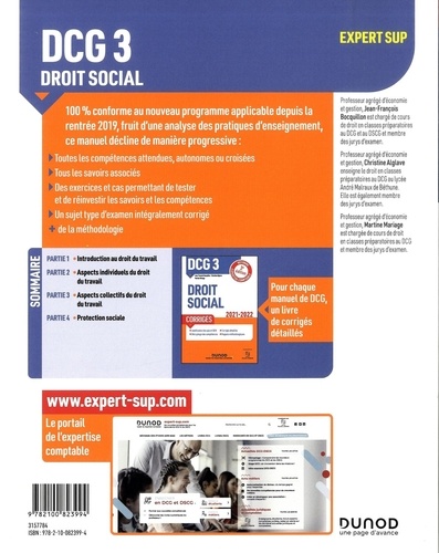 DCG 3 Droit social. Manuel  Edition 2021-2022