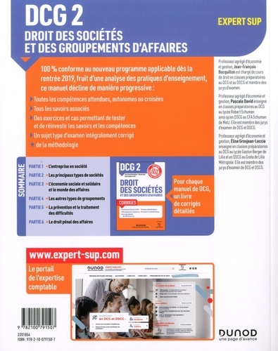 Droit des sociétés et des groupements d'affaires DCG 2  Edition 2019-2020