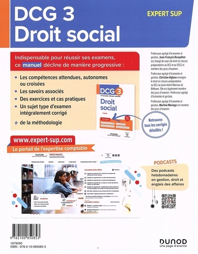 Droit social DCG 3. Manuel  Edition 2023-2024