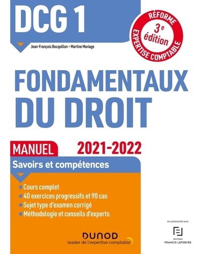 Fondamentaux du droit DCG 1. Manuel  Edition 2021-2022