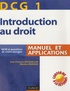 Jean-François Bocquillon et Martine Mariage - Introduction au droit DCG1 - Manuel et applications.