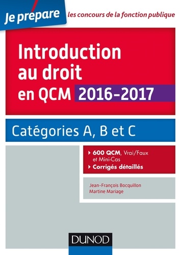 Jean-François Bocquillon - Introduction au droit en QCM - Catégories A, B et C.