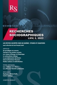 Jean-François Laniel et Kiyonobu Date - Recherches sociographiques. Volume 64, numéro 2, mai–août 2023, Les petites sociétés vues du Québec.