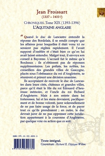 Chroniques. Tome 19, L'Aquitaine anglaise (1393-1396)