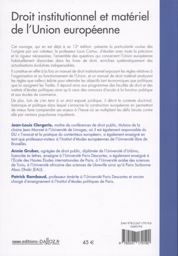 Droit institutionnel et matériel de l'Union européenne 12e édition
