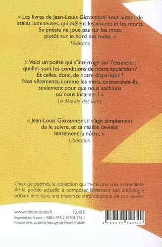 Jean-Louis Giovanni. Choix de poèmes