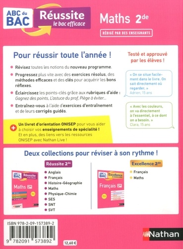 Maths 2de. Avec 1 livret orientation ONISEP  Edition 2019