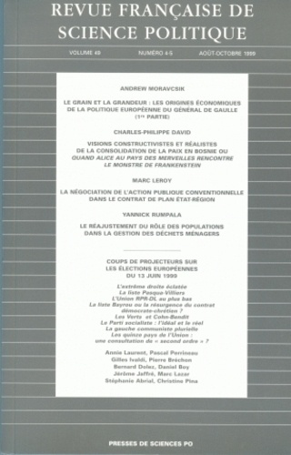 Jean-Luc Parodi et  Collectif - Revue Francaise De Science Politique Volume 49 N° 4-5 Aout-Octobre 1999.