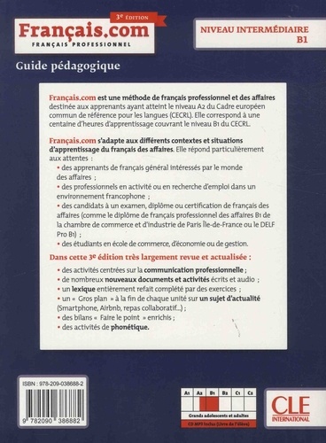 Français.com, français professionnel intermédiaire. Guide pédagogique 3e édition