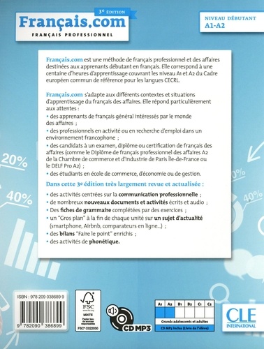 Français.com niveau débutant A1-A2. Français professionnel 3e édition -  avec 1 CD audio MP3