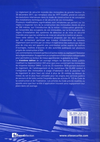 Règlement de sécurité contre l'incendie relatif aux immeubles de grande et de moyenne hauteur IGH-IMH 3e édition