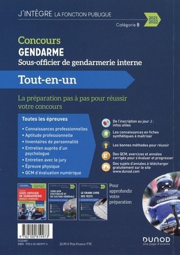 Concours gendarme sous-officier de gendarmerie interne. Tout-en-un  Edition 2021-2022