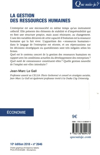 La gestion des ressources humaines de Jean-Marc Le Gall - Poche - Livre -  Decitre