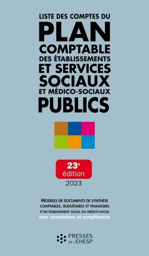 Liste des comptes du plan comptable des établissements et services sociaux et médico-sociaux publics  Edition 2023