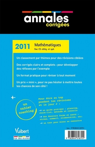 Mathématiques Bac ES obligatoire et spécialité  Edition 2011
