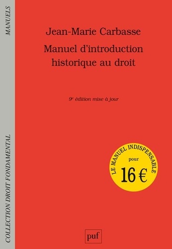 Manuel d'introduction historique au droit 9e édition