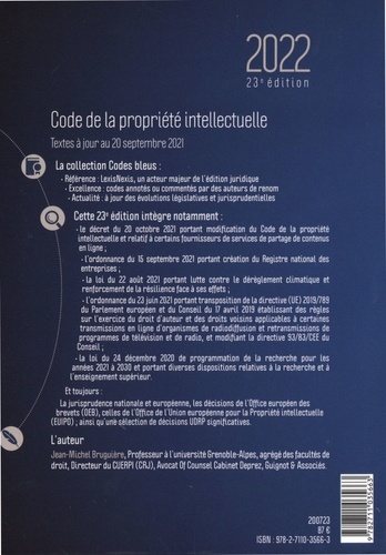 Code de la propriété intellectuelle  Edition 2022