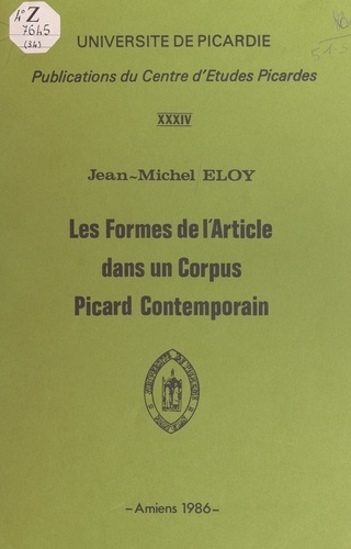 Les formes de l'article dans un corpus Picard contemporain