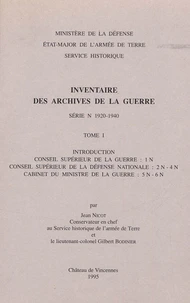 Inventaire des archives de la guerre: série N (1920-1940).