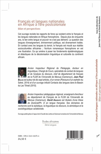 Français et langues nationales en Afrique à l'ère postcoloniale. Bilan et perspectives