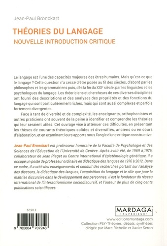 Théorie du langage - Nouvelle introduction... de Jean-Paul Bronckart -  Grand Format - Livre - Decitre