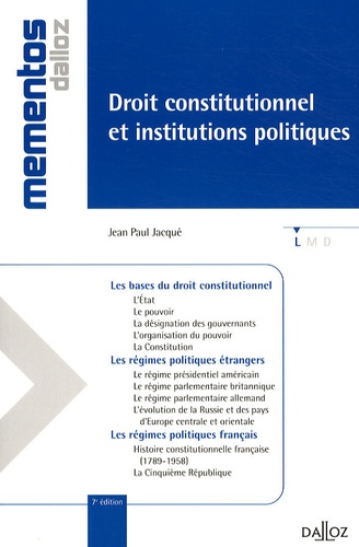 Droit constitutionnel et institutions politiques 7e édition - Occasion