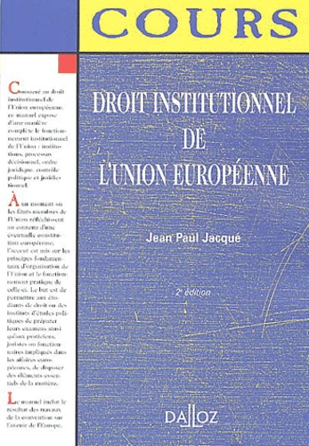 Droit institutionnel de l'Union européenne 2e édition