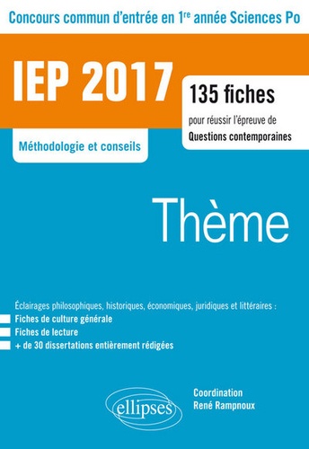 IEP Concours commun d'entrée en 1re année Sciences Po. La sécurité/La mémoire  Edition 2017 - Occasion