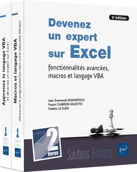 Jean-Philippe André et Jean-Emmanuel Chapartegui - Devenez un expert sur Excel : fonctionnalités avancées, macros et langage VBA - Pack en 2 volumes : Macros et langage VBA ; Découvrez la programmation sous Excel ; Apprenez le langage VBA et devenez un expert sur Excel.