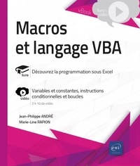 Meilleurs livres de vente téléchargement gratuit pdf Macros et langage VBA  - Complément vidéo : les variables et les constantes, les instructions conditi 9782409037320