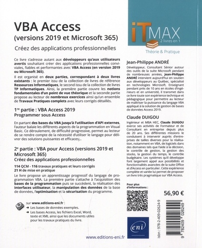 VBA Access (versions 2019 et Microsoft 365) - Créez des applications professionnelles. Théorie et TP corrigés 21h de mise en pratique
