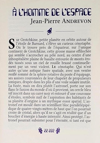 Jean-Pierre Andrevon - À l'homme de l'espace.