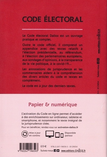 Code électoral. Annoté & commenté  Edition 2021