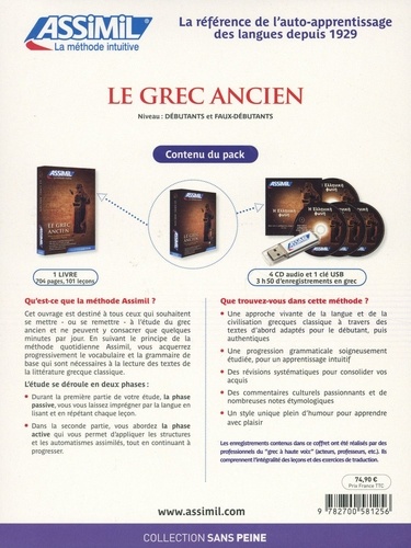 Le grec ancien. Superpack avec 1 livre, 4 CD audio  avec 1 Clé Usb
