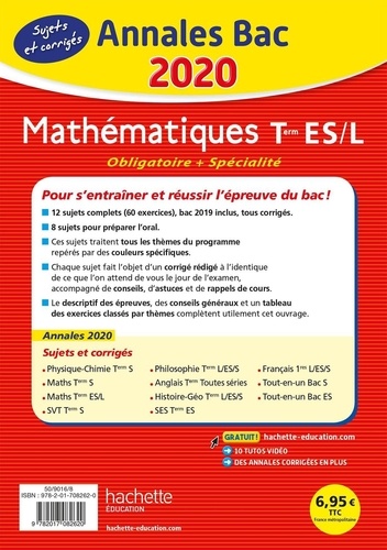 Maths Tle ES/L. Sujets et corrigés  Edition 2020