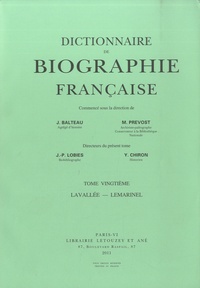 Jean-Pierre Lobies et Yves Chiron - Dictionnaire de biographie française - Tome 20, fascicules 115 à 120, Lavallée-Lemarinel.