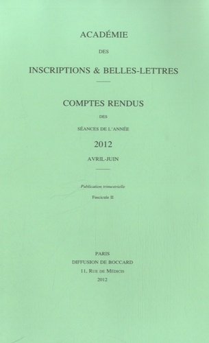 Jean-Pierre Mahé - Comptes rendus des séances de l'Académie des Inscriptions et Belles-Lettres - 4 volumes.