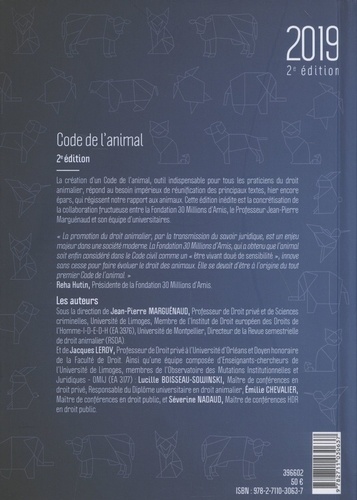 Code de l'animal  Edition 2019