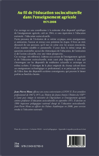 Au fil de l'éducation socioculturelle dans l'enseignement agricole (1971-2008). Mémoire et questions vives