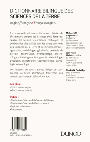 Dictionnaire bilingue des Sciences de la Terre. Anglas/Français - Français/Anglais 6e édition